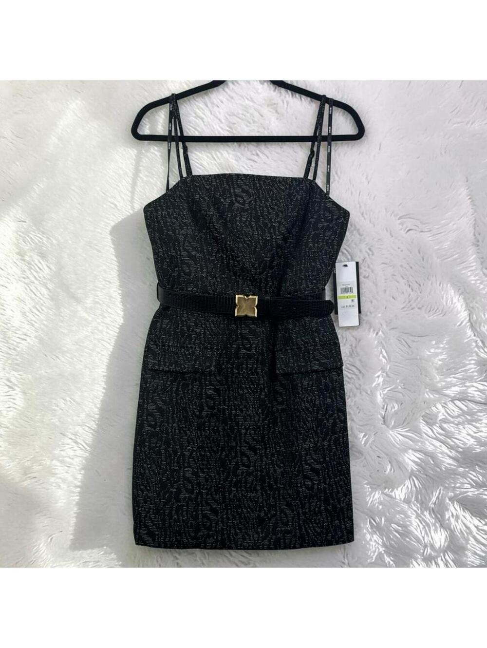 BCBG Cheetah Textured Mini Dress with Logo Belt – Size 4 – NWT ✨